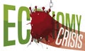 Coronavirus like Wrecking Ball Smashing the Economy with Crisis, Vector Illustration