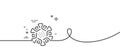 Coronavirus line icon. Covid virus sign. Continuous line with curl. Vector