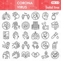 Coronavirus line icon set, Covid-19 disease symbols set collection or vector sketches. 2019-ncov signs set for computer Royalty Free Stock Photo