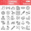 Coronavirus line icon set, Covid-19 prevention symbols collection or sketches. 2019-nCoV epidemic signs for web, linear Royalty Free Stock Photo