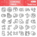 Coronavirus line icon set. Covid-19 symbols collection or vector sketches. Corona virus signs for computer web, linear