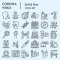 Coronavirus line icon set. Covid19 virus signs collection or sketches, nCoV epidemic web symbols, linear style pictogram Royalty Free Stock Photo