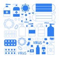 Coronavirus line icon set. Included icons as virus, contagious, contagion, infection and more Royalty Free Stock Photo