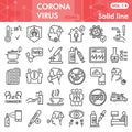Coronavirus line icon set, 2019-ncov virus symbols set collection or vector sketches. Covid-19 signs set for computer Royalty Free Stock Photo