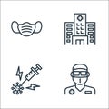 coronavirus line icons. linear set. quality vector line set such as doctor, vaccine, hospital