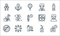 coronavirus line icons. linear set. quality vector line set such as infectious, injection, no meat, drug, virus, hand wash,