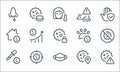 Coronavirus line icons. linear set. quality vector line set such as warning, face mask, laboratory, location, target, anti virus