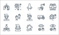 Coronavirus line icons. linear set. quality vector line set such as avoid, stayhome, avoid, avoid, sore throat, medical mask,