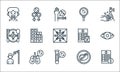 coronavirus line icons. linear set. quality vector line set such as costs, test tube, showering, no meat, infectious, infected,