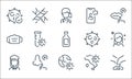 Coronavirus line icons. linear set. quality vector line set such as feet, earth, woman, map, nose, face mask, virus, smartphone, Royalty Free Stock Photo