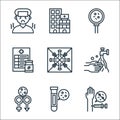 coronavirus line icons. linear set. quality vector line set such as injection, test tube, sexual transmitted disease, hand wash,