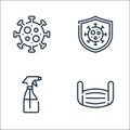 coronavirus line icons. linear set. quality vector line set such as mask, desinfectant, prevention Royalty Free Stock Photo
