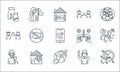 coronavirus line icons. linear set. quality vector line set such as mouth, travel, doctor, fever, home, distance, lungs, distance