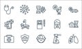 coronavirus line icons. linear set. quality vector line set such as pneumonia, earth, medical kit, antiseptic, stay home, Royalty Free Stock Photo