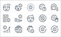 Coronavirus line icons. linear set. quality vector line set such as refresh, baby girl, graph, spread, global, drugs, banned, help