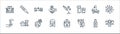 Coronavirus line icons. linear set. quality vector line set such as , ventilation, face mask, washing hands, hospital bed, vaccine