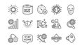 Coronavirus line icons set. Medical protective mask, hands sanitizer, no vaccine. Covid-19 pandemic. Vector