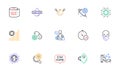 Coronavirus line icons set. Medical protective mask, hands sanitizer, no vaccine. Covid-19 pandemic. Vector