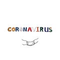 Coronavirus logo in handwritten coloful style