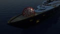 Coronavirus and Luxury Super Yacht 3d illustration Royalty Free Stock Photo