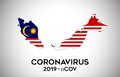 CoronaVirus in Malaysia and Country flag inside Country border Map Vector Design Royalty Free Stock Photo