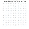 coronavirus and medical icon icons, signs, outline symbols, concept linear illustration line collection Royalty Free Stock Photo