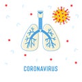 Coronavirus Medical Infographics Banner with Human Lungs and Ncov Cell. Healthcare Ncov Concept for Poster Flyer