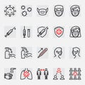 Coronavirus medical outline icon set