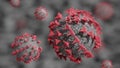 Coronavirus microscope photography. This is the virus that is spreading rapindly around the world. Red version