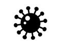 Coronavirus model bacteria icon. Black viral ball with legs paws all around and white highlights dangerous pandemic microbe