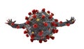 Coronavirus molecular structure and arms concept.