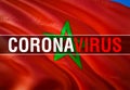 Coronavirus Monitor on Morocco flag background. Coronavirus hazard and Infection in Morocco concept. 3D rendering Corona virus