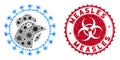 Coronavirus Mosaic Chicken Flu Virus Icon with Distress Measles Seal