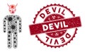 Coronavirus Mosaic Daemon Icon with Grunge Devil Stamp