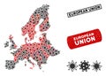 Coronavirus Mosaic European Union Map with Grunge Stamps