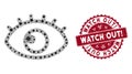 Coronavirus Mosaic Eye Icon with Scratched Watch Out! Seal Royalty Free Stock Photo