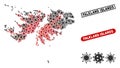 Coronavirus Mosaic Falkland Islands Map with Textured Watermarks