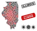 Coronavirus Mosaic Illinois State Map with Textured Watermarks Royalty Free Stock Photo