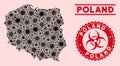 Coronavirus Mosaic Poland Map with Scratched Biohazard Seals