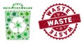 Coronavirus Mosaic Recycle Bin Icon with Grunge Waste Seal