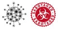 Coronavirus Collage SARS Virus Icon with Distress Sabotaged Stamp