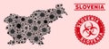 Coronavirus Mosaic Slovenia Map with Grunge Biohazard Seals