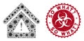 Coronavirus Mosaic Warning Building Icon with Textured So What Question Seal