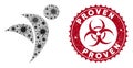 Coronavirus Mosaic Winged Man Icon with Textured Proven Stamp