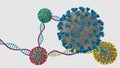 Coronavirus Mutation DNA Helix 3D Illustration