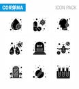 Coronavirus 2019-nCoV Covid-19 Prevention icon set count, infedted, pill, anatomy, fever