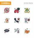 Coronavirus 2019-nCoV Covid-19 Prevention icon set hand, dirty, clean, bacterial, epidemic