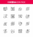 16 Line viral Virus corona icon pack such as hand, medical sign, schudule, medical, preparing