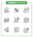 Coronavirus 2019-nCoV Covid-19 Prevention icon set infedted, vaccine, tablet, medicine, bottle