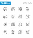 Coronavirus awareness icons. 16 Line icon Corona Virus Flu Related such as medicine, bottle, dropper, research, flask Royalty Free Stock Photo